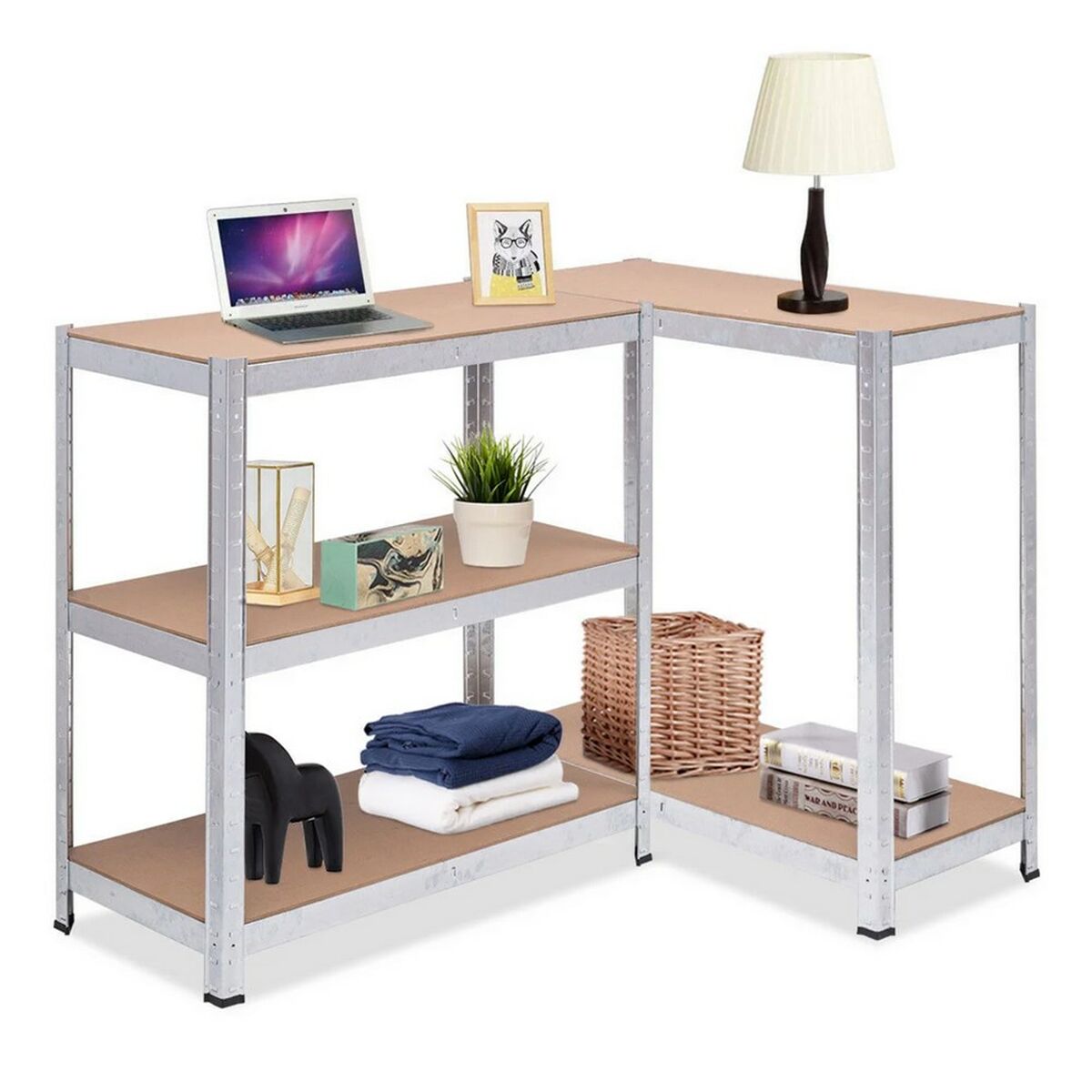 Scaffale Greenblue GB378 180 x 90 x 40 cm Grigio acciaio galvanizzato Legno MDF 75 Kg 4 S9132399_2