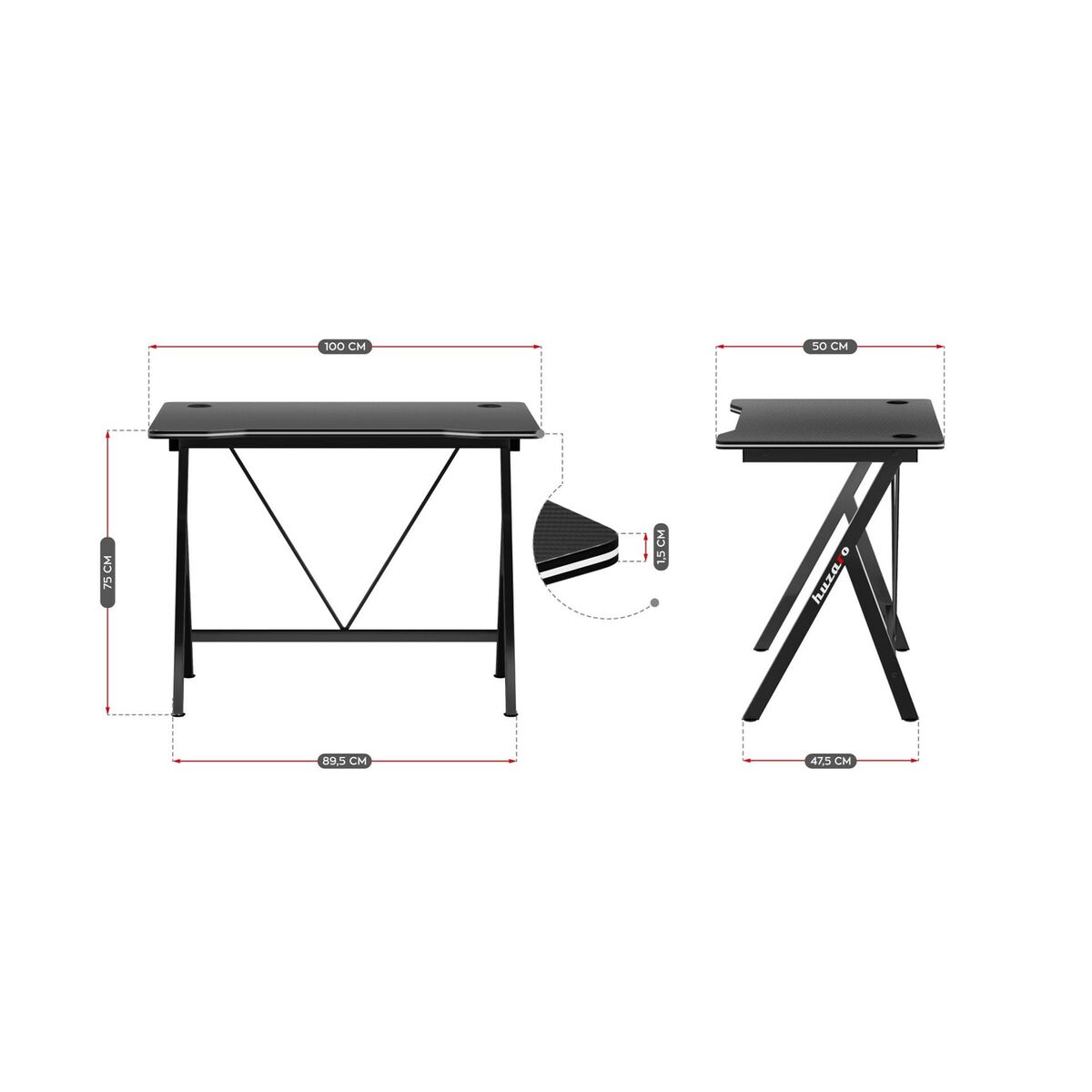 Scrivania Gaming Huzaro HZ-Hero 1.4 Black Nero 7 S9146252_5