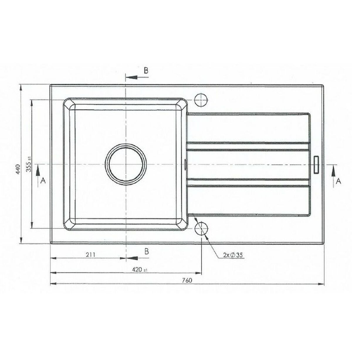 Lavello a Una Vasca Maidsinks 76 x 44 cm Grigio 3 S9102879_1