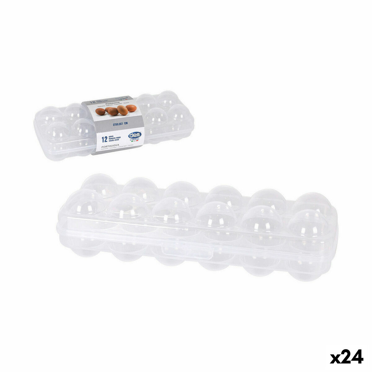 Porta uova Dem 27 x 9,5 x 7 cm Plastica (24 Unità) 2 S2230853_0