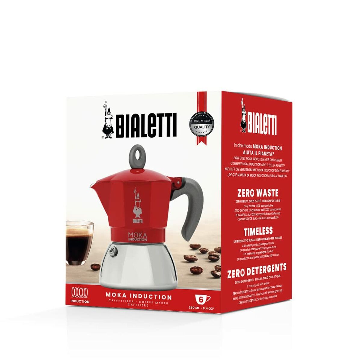 Caffettiera Italiana Bialetti Moka Induction Nero Acciaio inossidabile Alluminio 300 ml 6 Tazze 3 S9139578_1