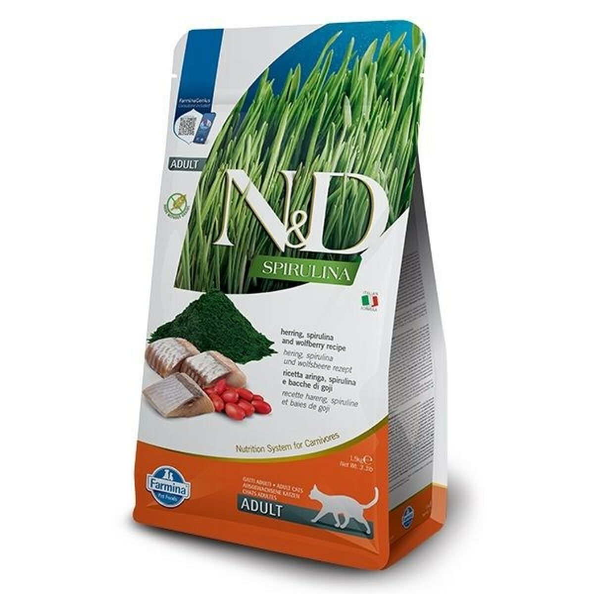 Cibo per gatti Farmina N&D Spirulina Herring Erba gatta Adulto 1,5 Kg 2 S9132325_0