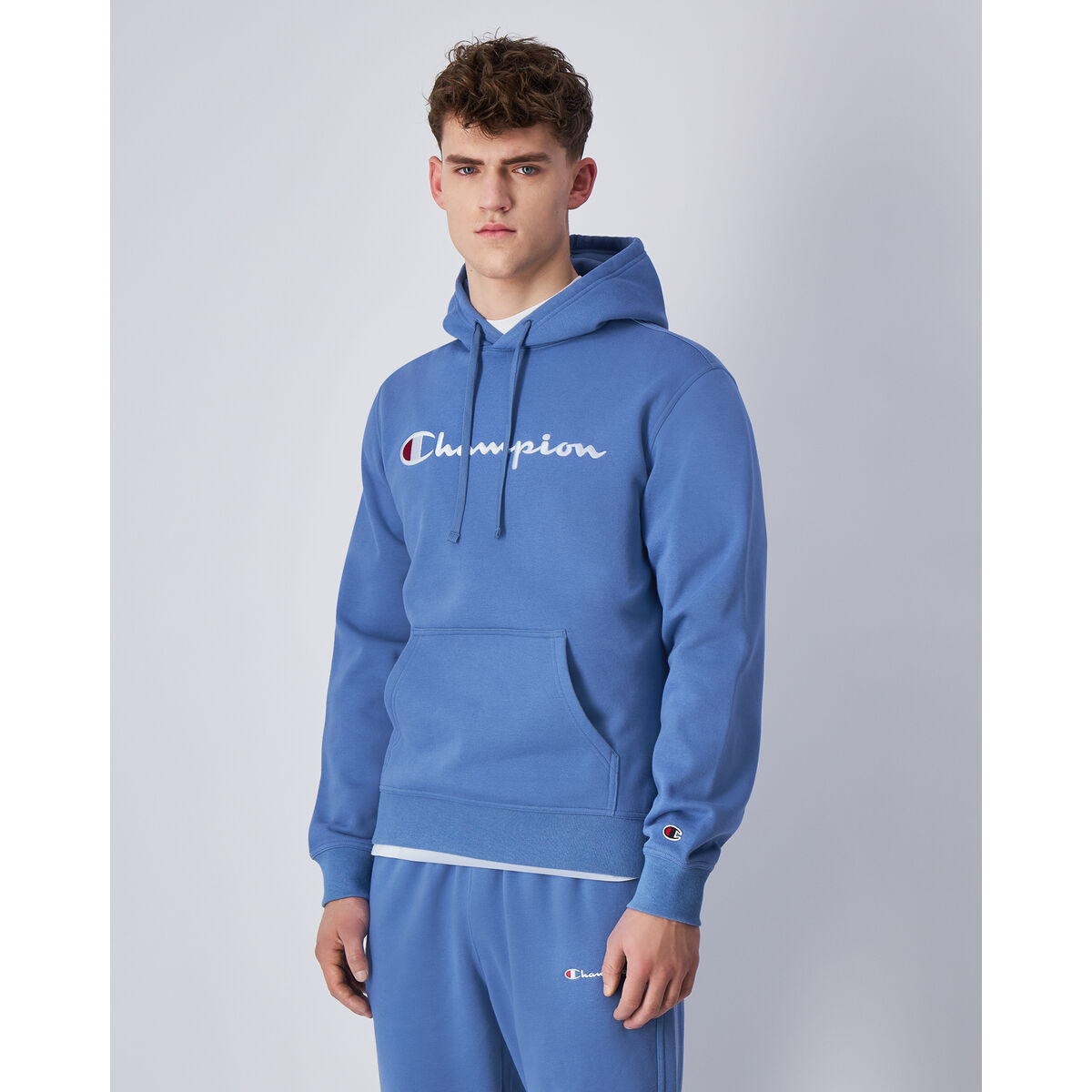 Felpa con Cappuccio Uomo Champion HOODED SWEATSHIRT 220253 CBU Azzurro 4 S2033247_2