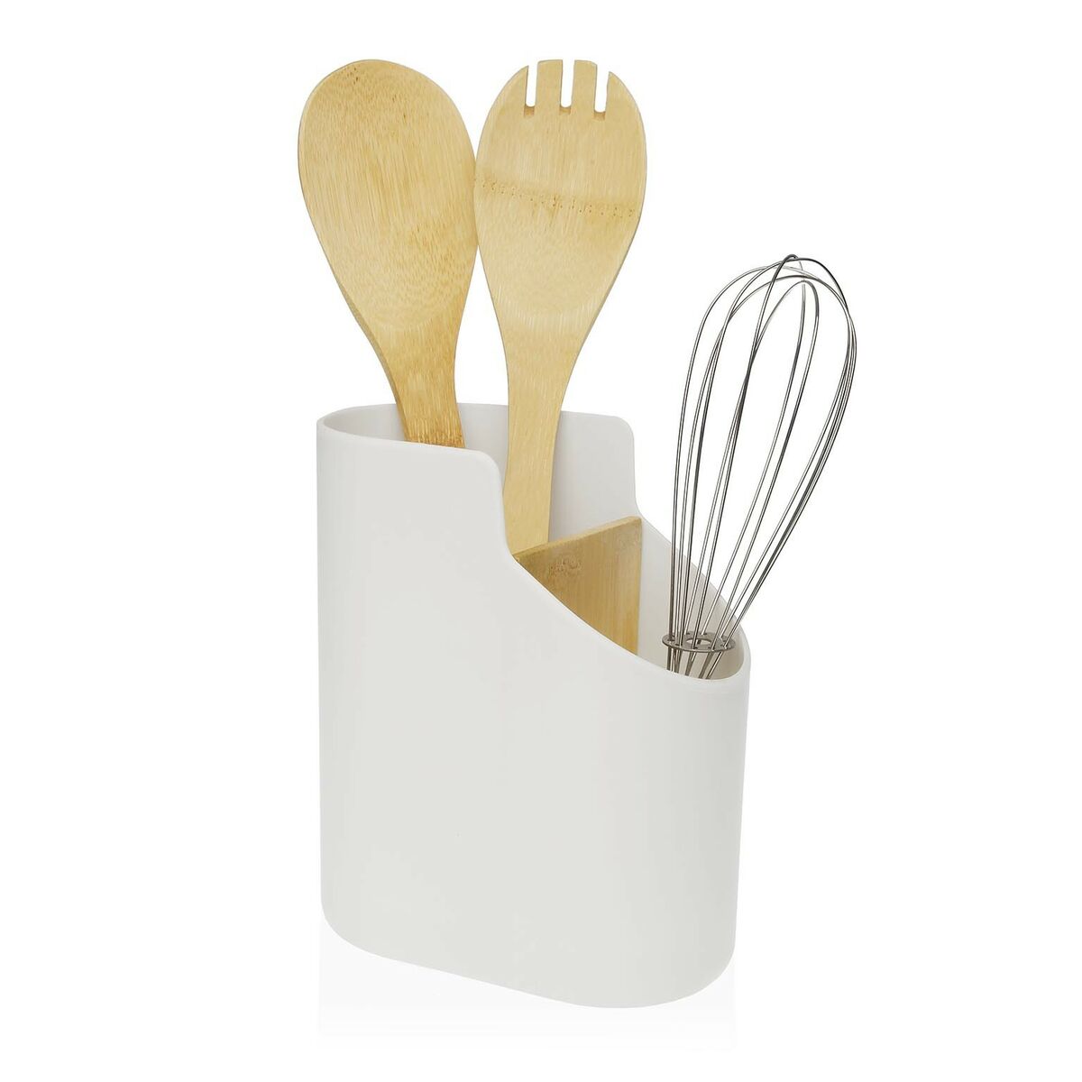 Contenitore per Utensili da Cucina Versa Bambù ABS 8,5 x 17,6 x 15 cm Bianco 3 S3410000_1
