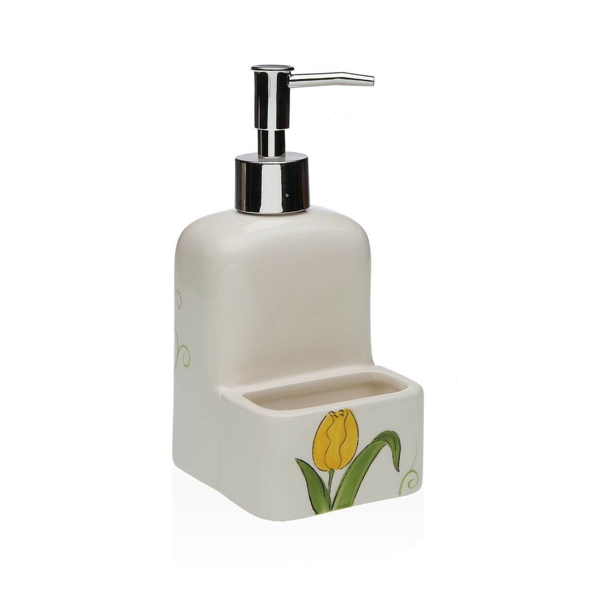 Dispenser di Sapone Versa Ceramica ABS Dolomite Tulipano 9 x 18,5 x 8 cm 2 S3413224_0