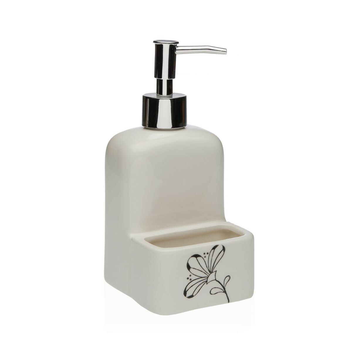 Dispenser di Sapone Versa Ceramica ABS Dolomite Fiori 9 x 18,5 x 8 cm 2 S3413225_0