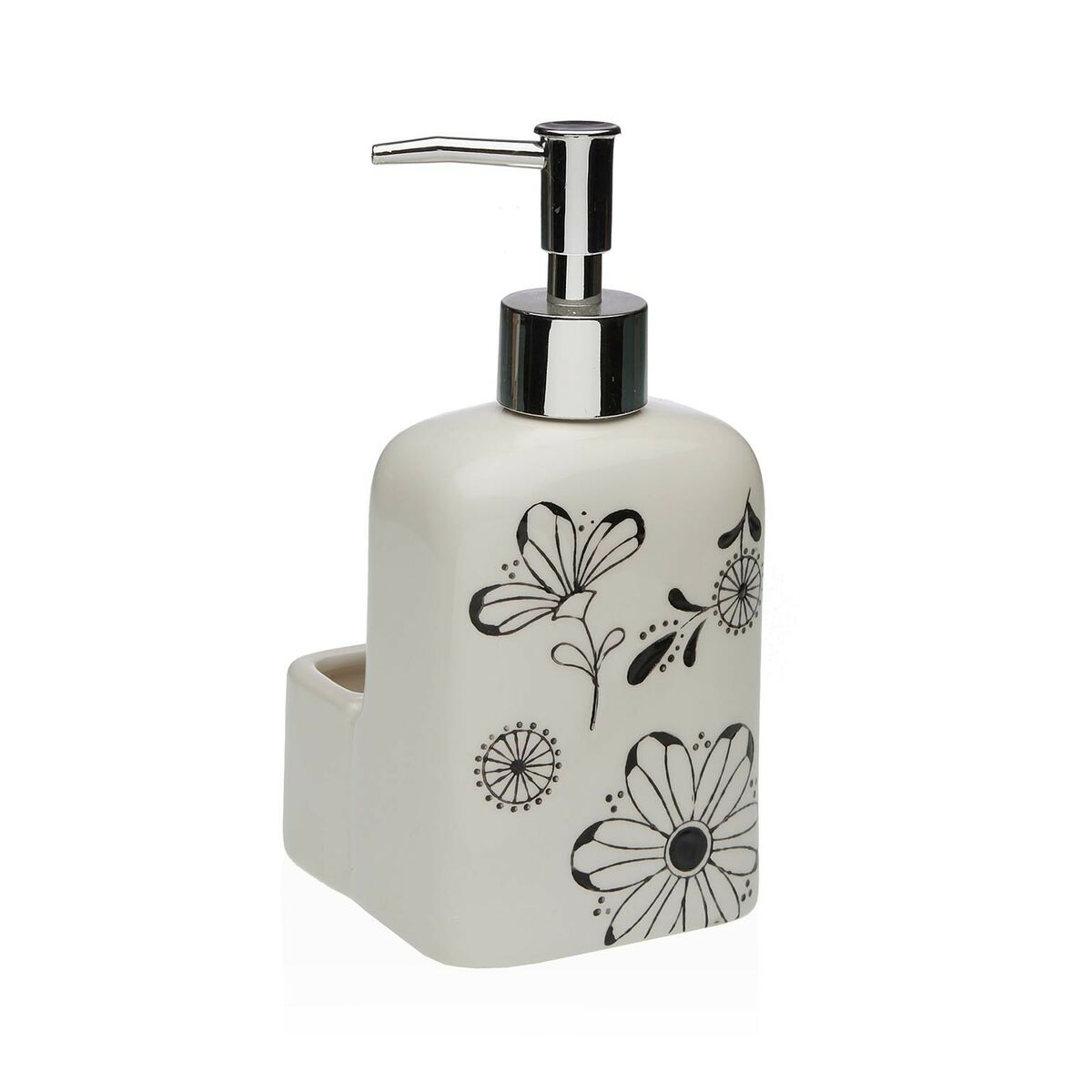 Dispenser di Sapone Versa Ceramica ABS Dolomite Fiori 9 x 18,5 x 8 cm 3 S3413225_1