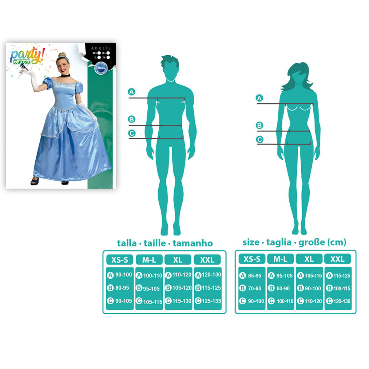 Costume per Adulti Principessa Azzurro 6 S1135816_4