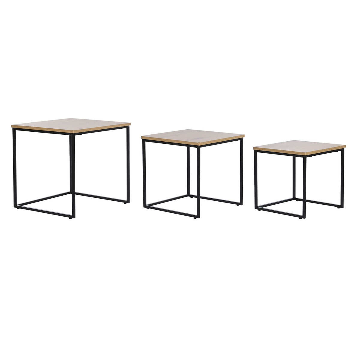 Set di 3 tavoli DKD Home Decor Nero Metallo 45 x 45 x 45 cm Legno MDF 2 S3044018_0