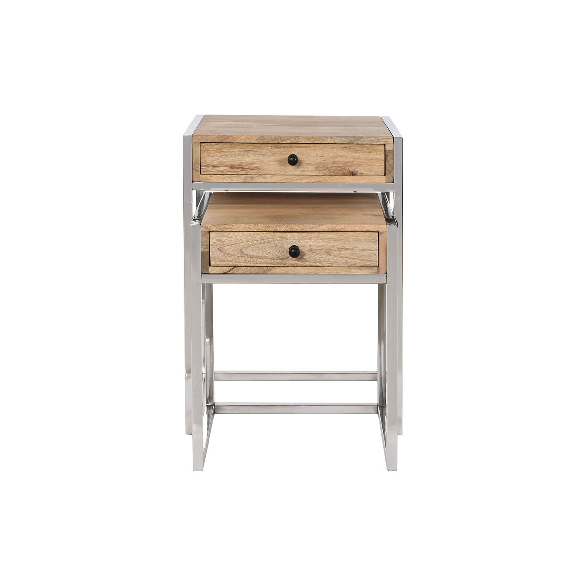 Set di 2 tavoli Home ESPRIT Marrone Argentato Naturale Acciaio Legno di mango 45,5 x 41 x 66,5 cm 5 S3054168_3