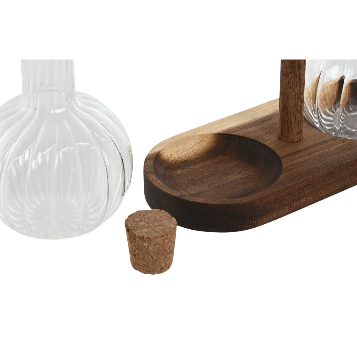 Set olio e aceto Home ESPRIT Naturale Cristallo Legno di acacia 350 ml 20,4 x 9 x 21 cm 3 S3059747_1