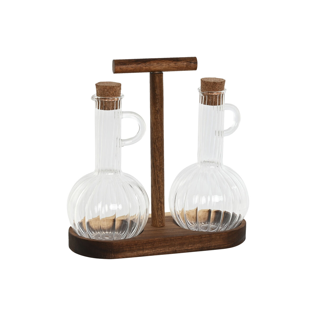 Set olio e aceto Home ESPRIT Naturale Cristallo Legno di acacia 350 ml 20,4 x 9 x 21 cm 2 S3059747_0