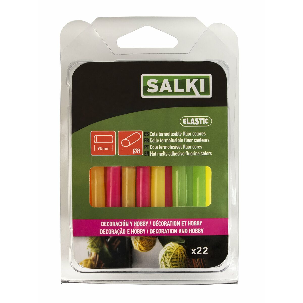 Stick di colla a caldo Salki 430106 Multicolore Decorazione Fluoro Ø 8 x 95 mm 105 g (22 Unità) 3 S7919384_1