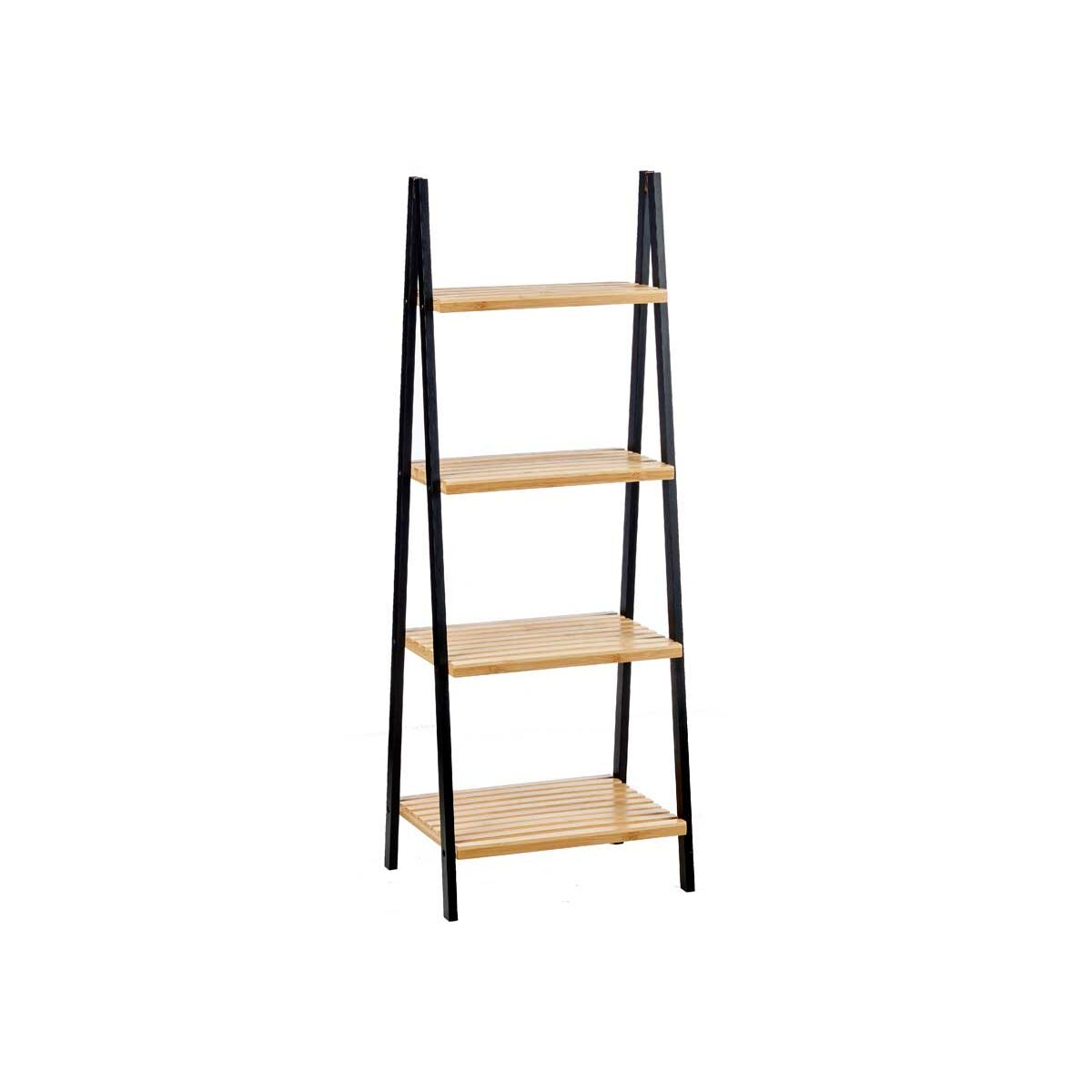 Scaffale da Bagno Berilo WR5504-4-425 Nero Naturale 40 x 109,3 x 30 cm 2 S3629247_0