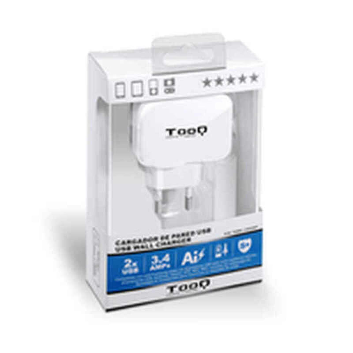 Caricabatterie da Parete TooQ TQWC-1S02WT USB x 2 17W Bianco 17 W 2 S5601050_0