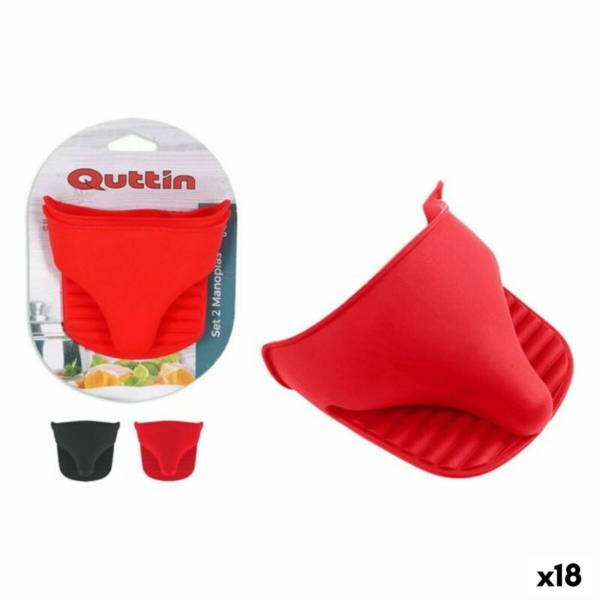 Guantone da Forno Quttin Silicone 2 Pezzi 12 x 10 x 2 cm (18 Unità) 2 S2230213_0