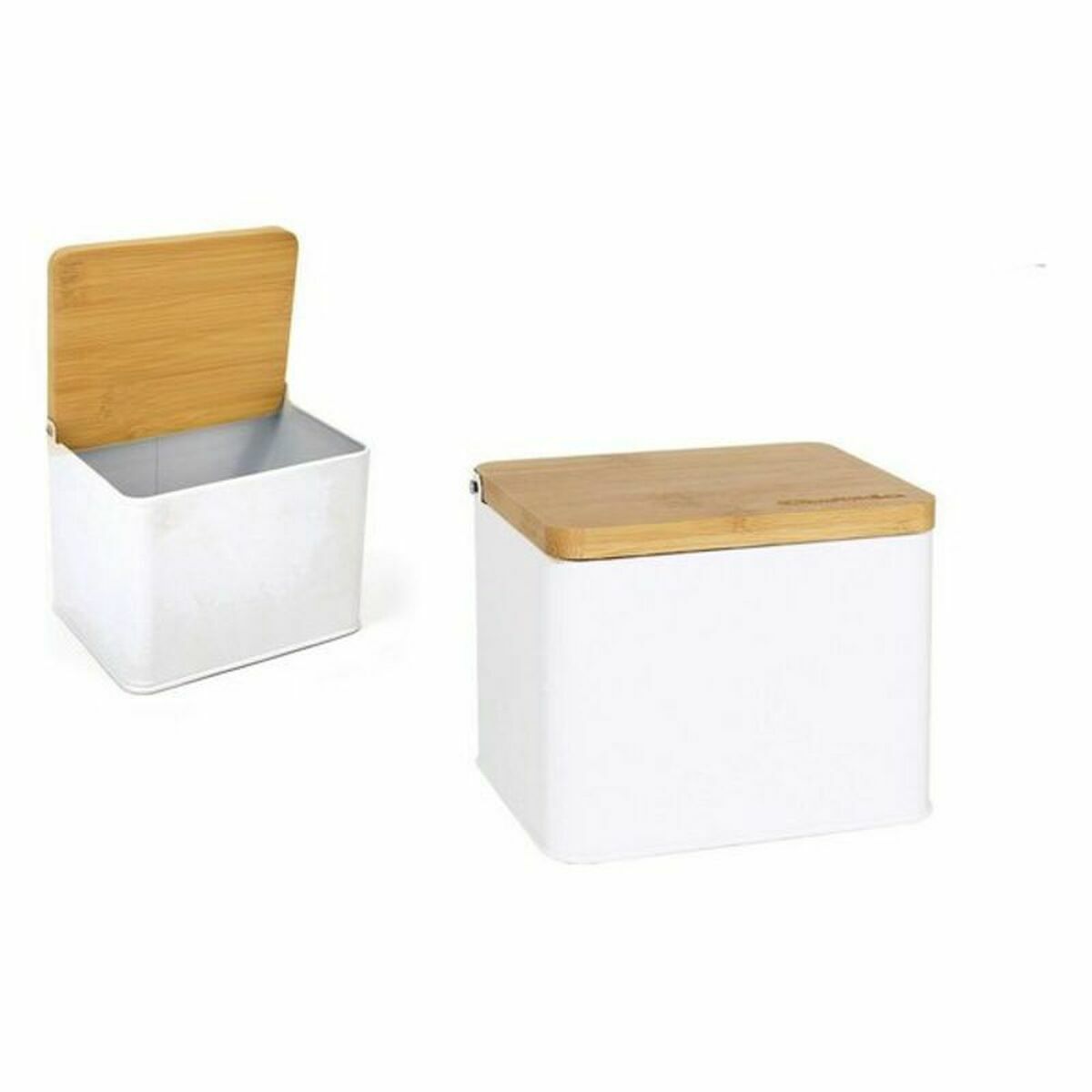 Portasale con Coperchio Privilege Metallo Bambù 14 x 11 x 11 cm (12 Unità) (14 x 11 x 11 cm) 3 S2229715_1