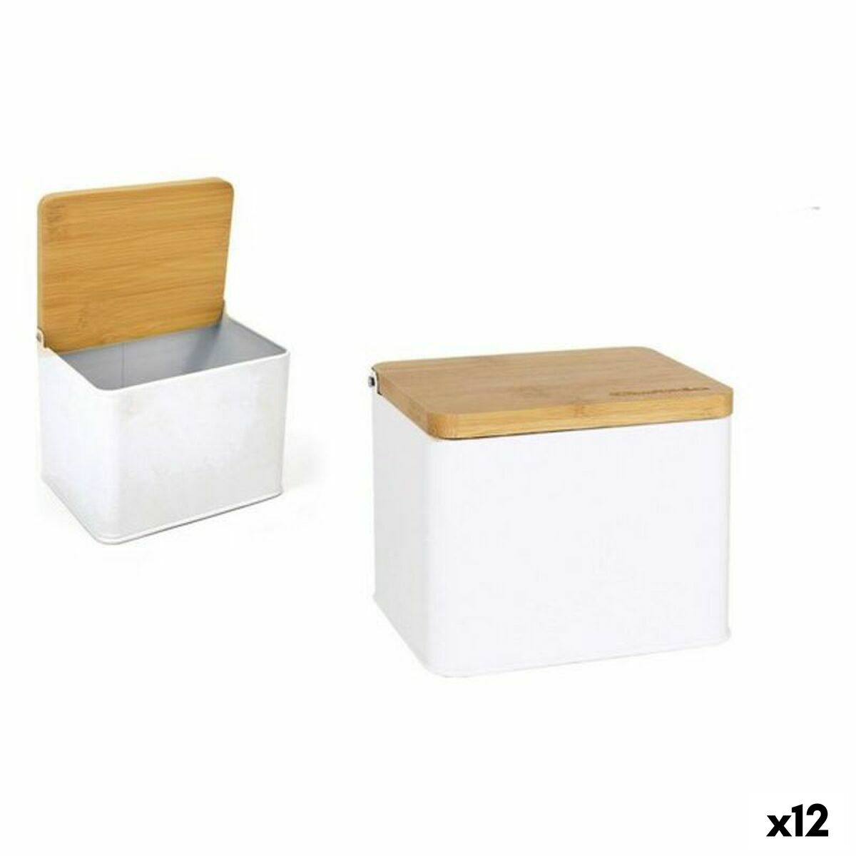 Portasale con Coperchio Privilege Metallo Bambù 14 x 11 x 11 cm (12 Unità) (14 x 11 x 11 cm) 2 S2229715_0