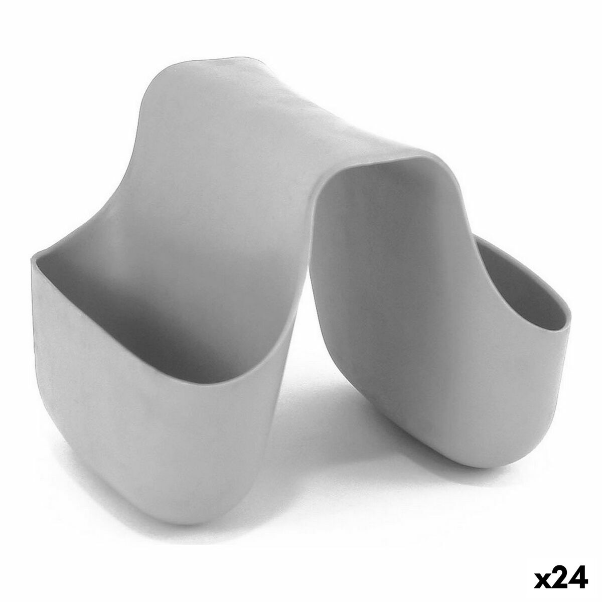 Portaspugne da lavandino Quttin Doppia Grigio Silicone 12,5 x 9,5 x 10 cm (24 Unità) 2 S2230246_0