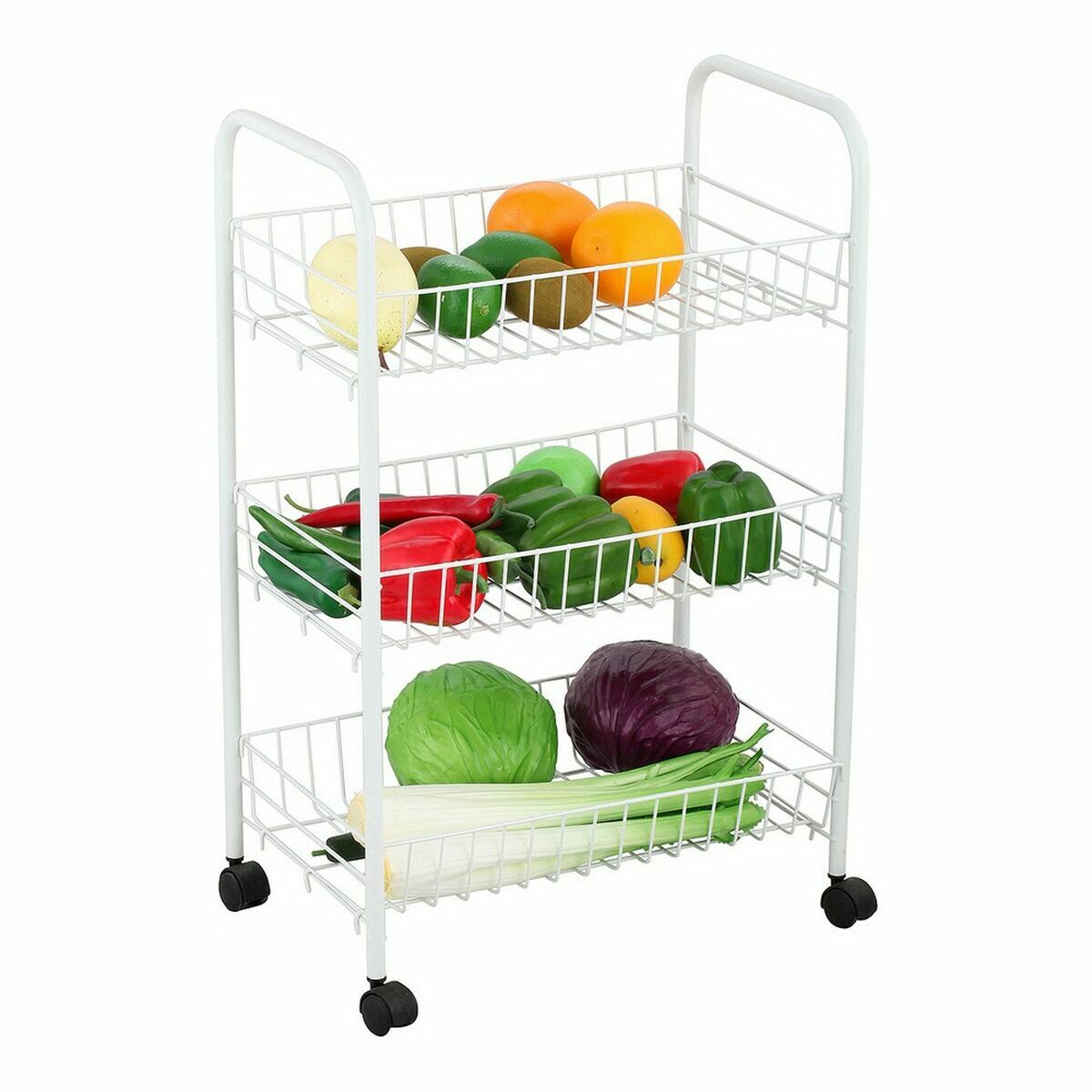 Carrello per Verdure Confortime Bianco Metallo 3 Mensole 40 x 26 x 62 cm (6 Unità) 4 S2230988_2