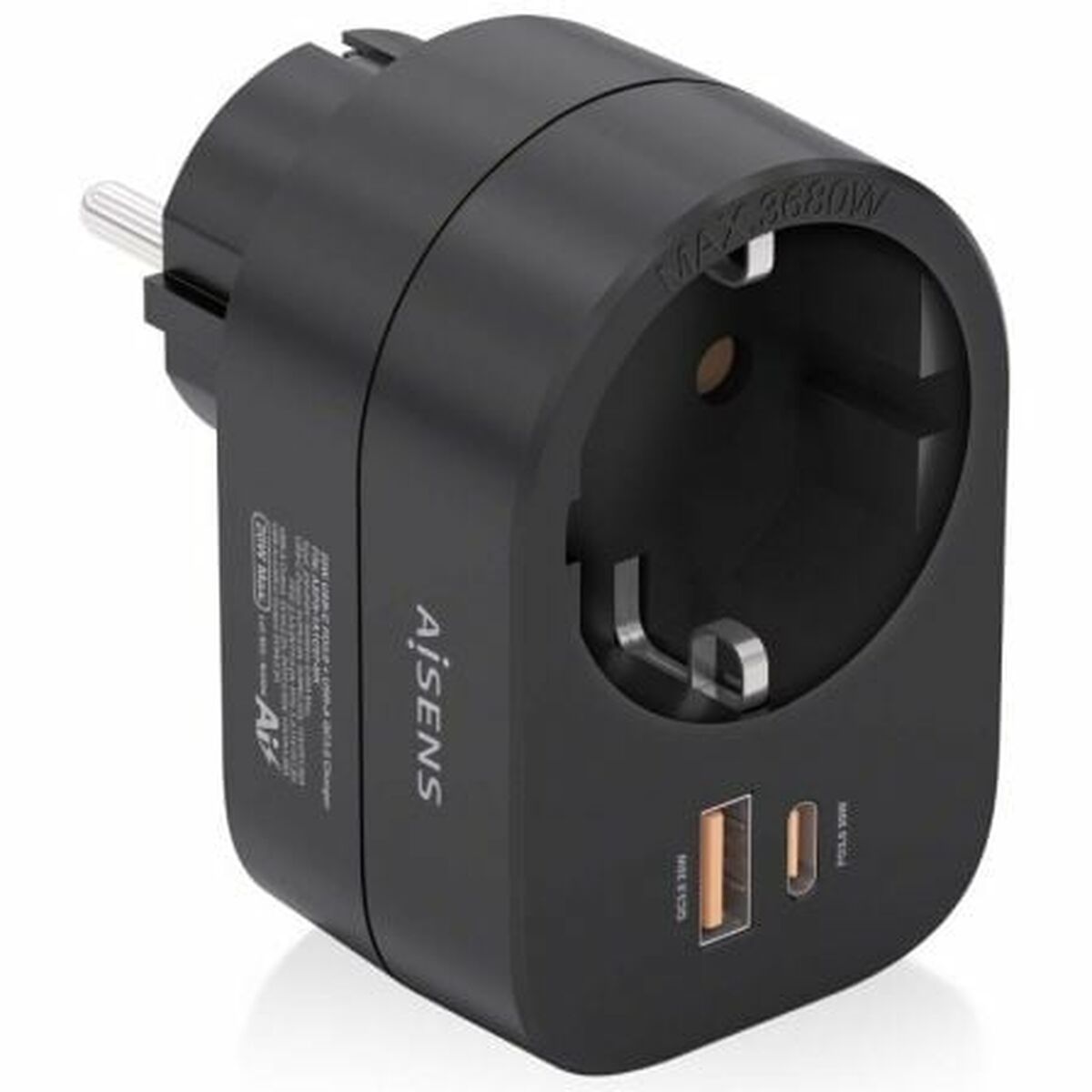 Adattore con prese Aisens ASPS-1A1C07-BK 3680 W 100-250 V 16 A 2 M0522017_0