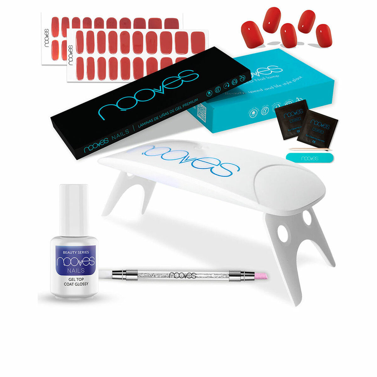 Set dei Manicure Nooves Premium Rosso Gel foil per Unghie 8 Pezzi 2 S05124059_0