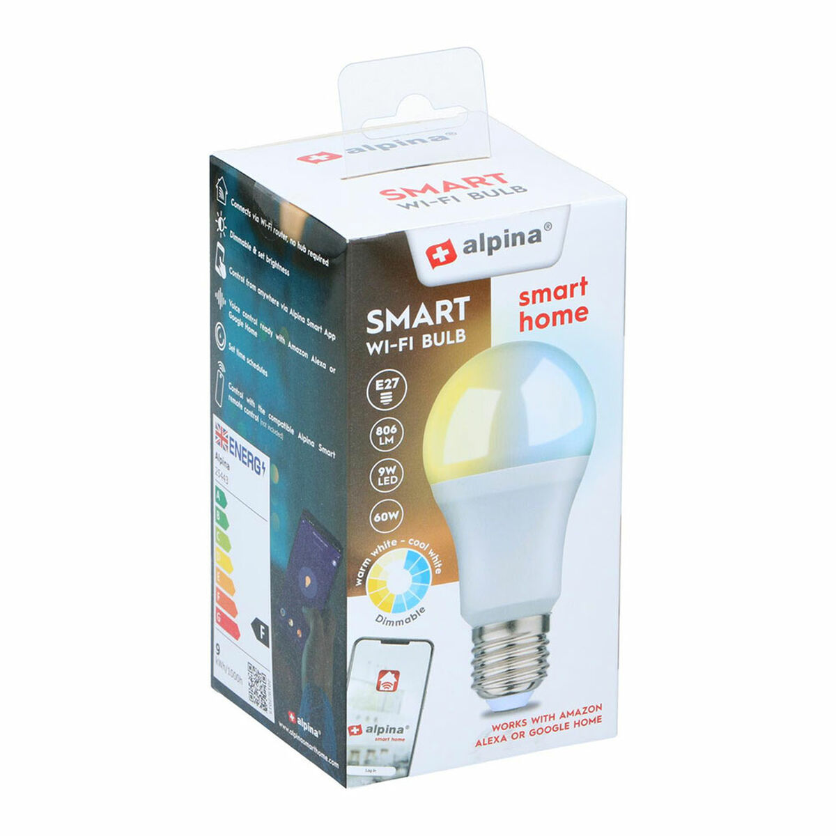 Lampadina Intelligente Alpina RGB Wi-Fi 9 W E27 2700-6500 K 806 lm 5 S7920011_3