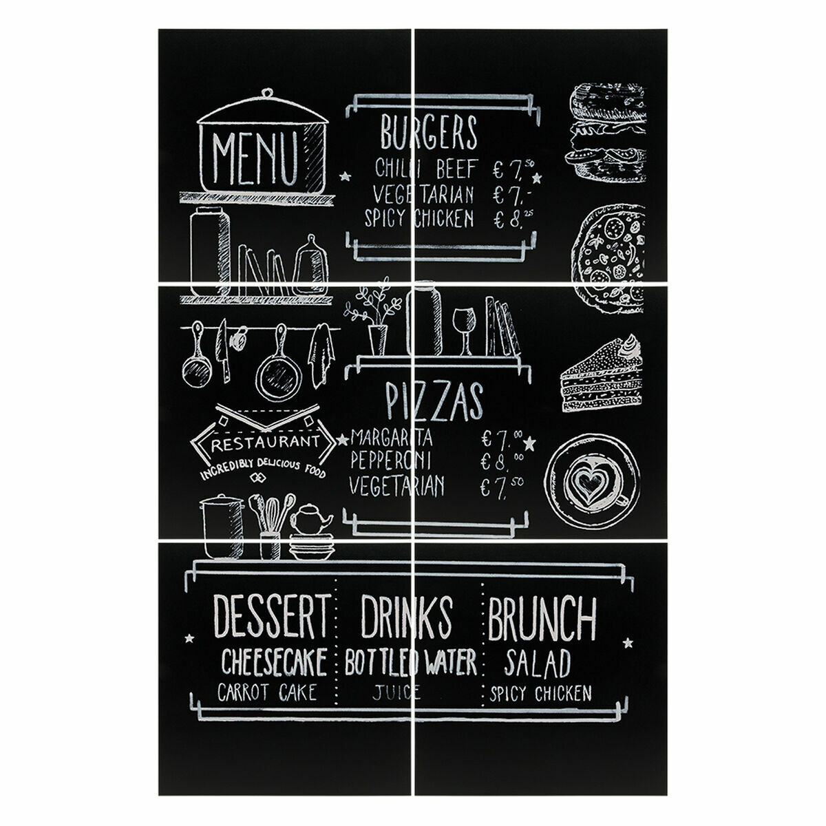 Lavagna Securit Adesivi da parete Set 40 x 40 cm 6 Unità 5 S2228975_3