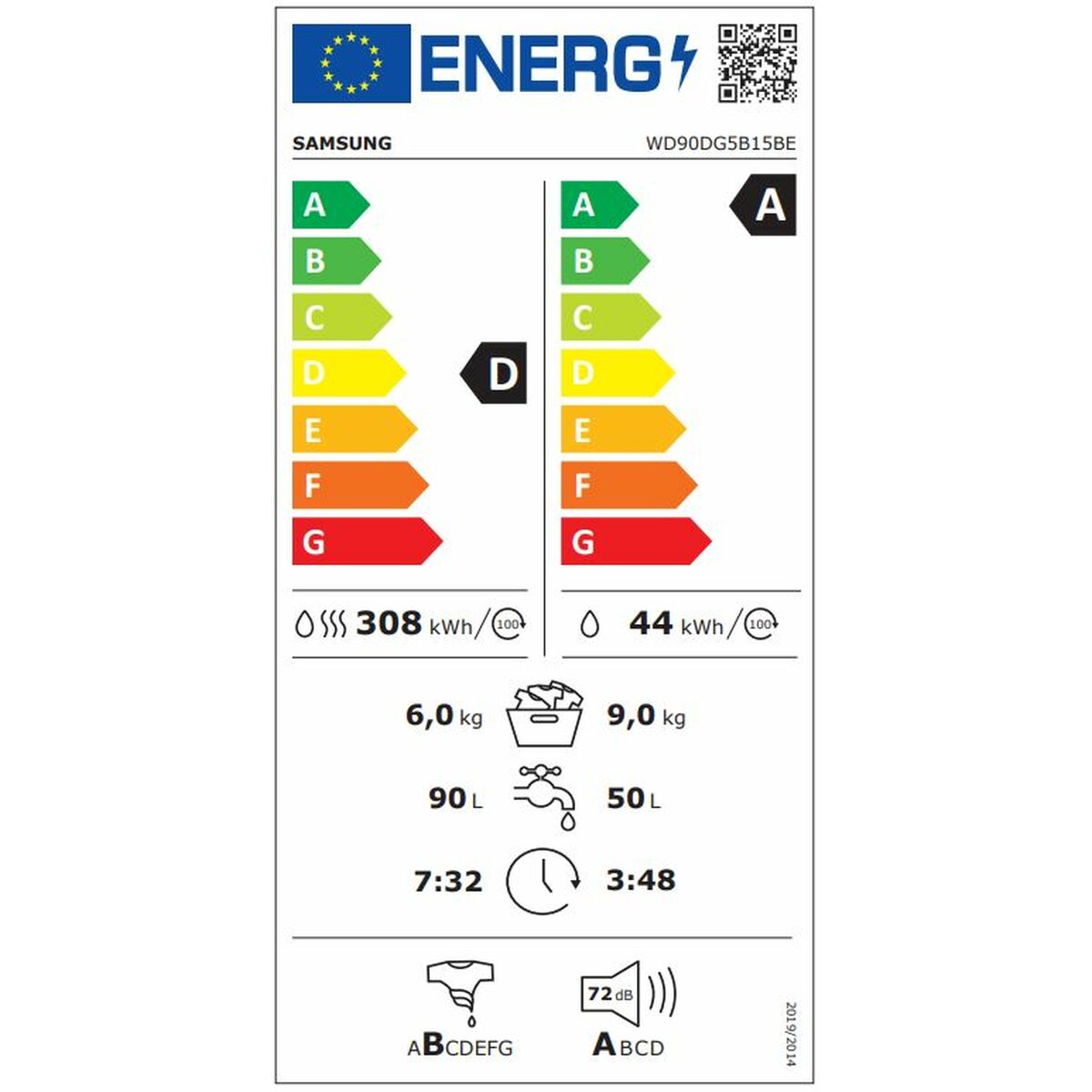 Lavatrice - Asciugatrice Samsung WD90DG5B15BEEC 1400 rpm 9 kg 6 Kg 3 S0460334_1