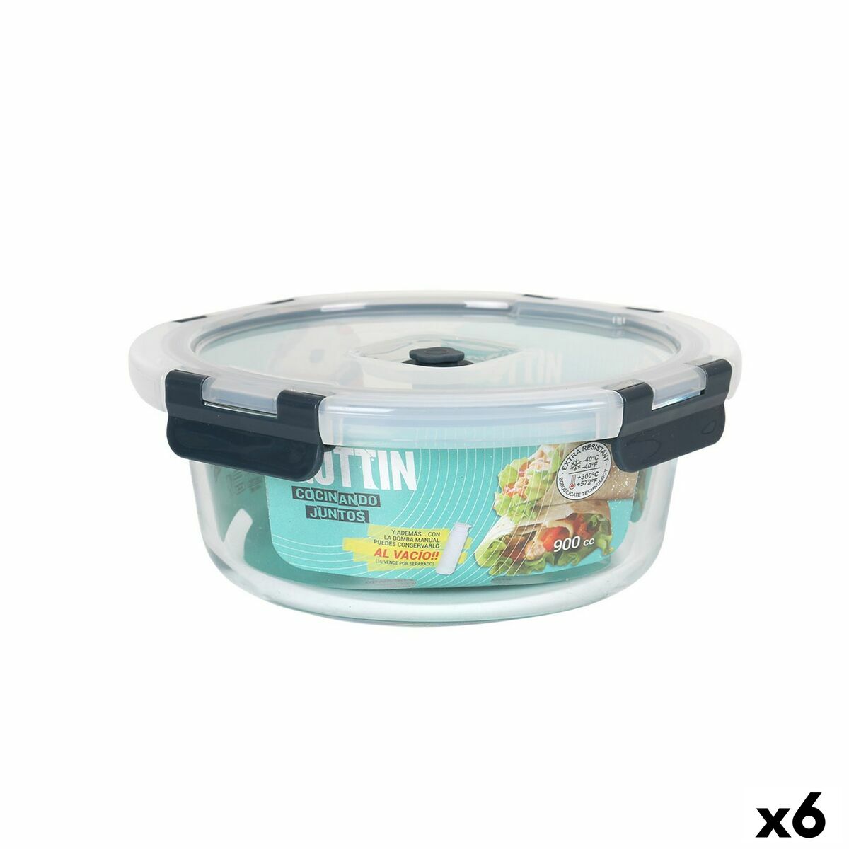 Porta pranzo Ermetico Quttin Rotonda 900 ml Ø 18 x 7,5 cm (6 Unità) 2 S2231560_0