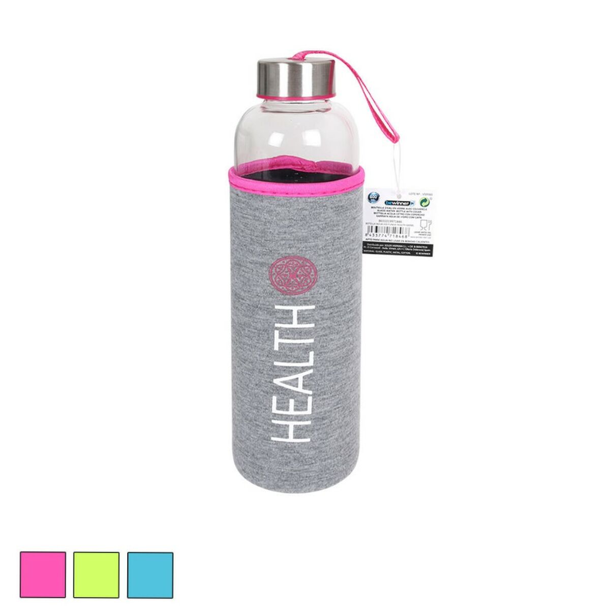 Bottiglia di Vetro con Custodia in Neoprene Bewinner 600 ml (12 Unità) 4 S2233545_2