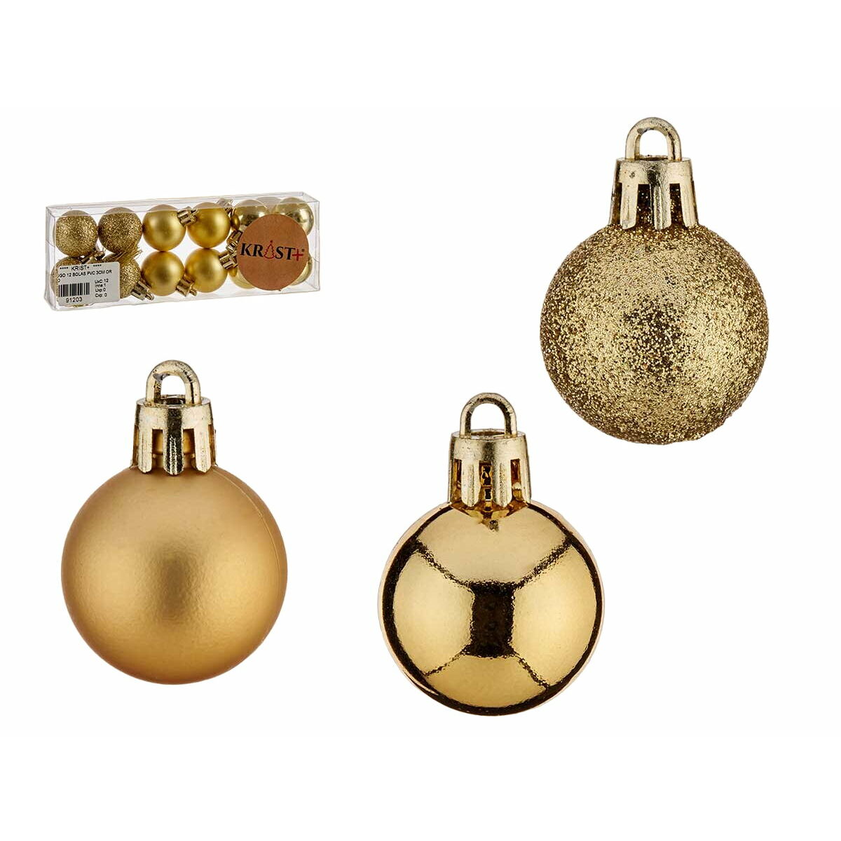 Set di palline di Natale Dorato PVC Ø 3 cm (12 Unità) 3 S3630163_1
