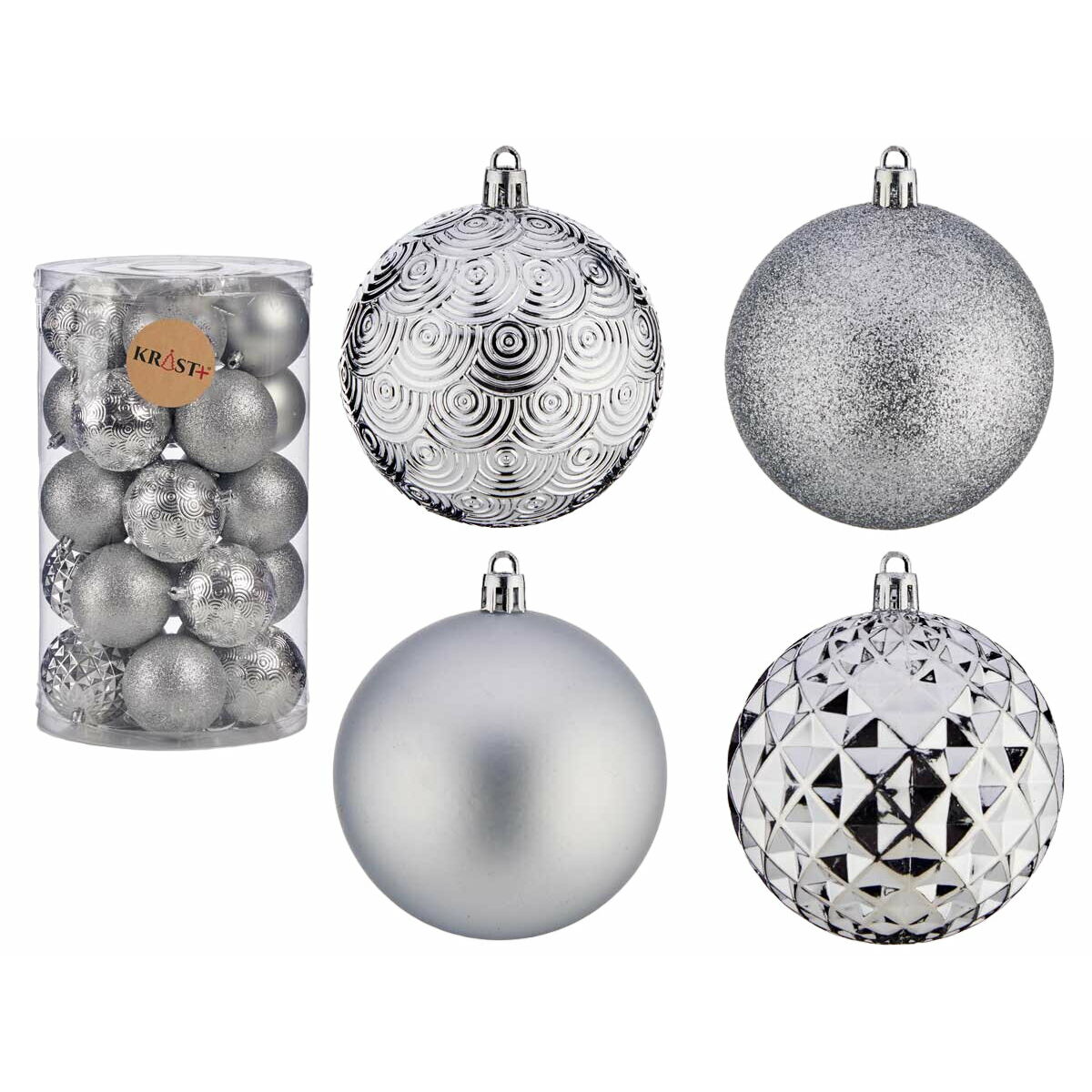 Set di palline di Natale Argentato PVC Ø 8 cm (4 Unità) 3 S3630671_1