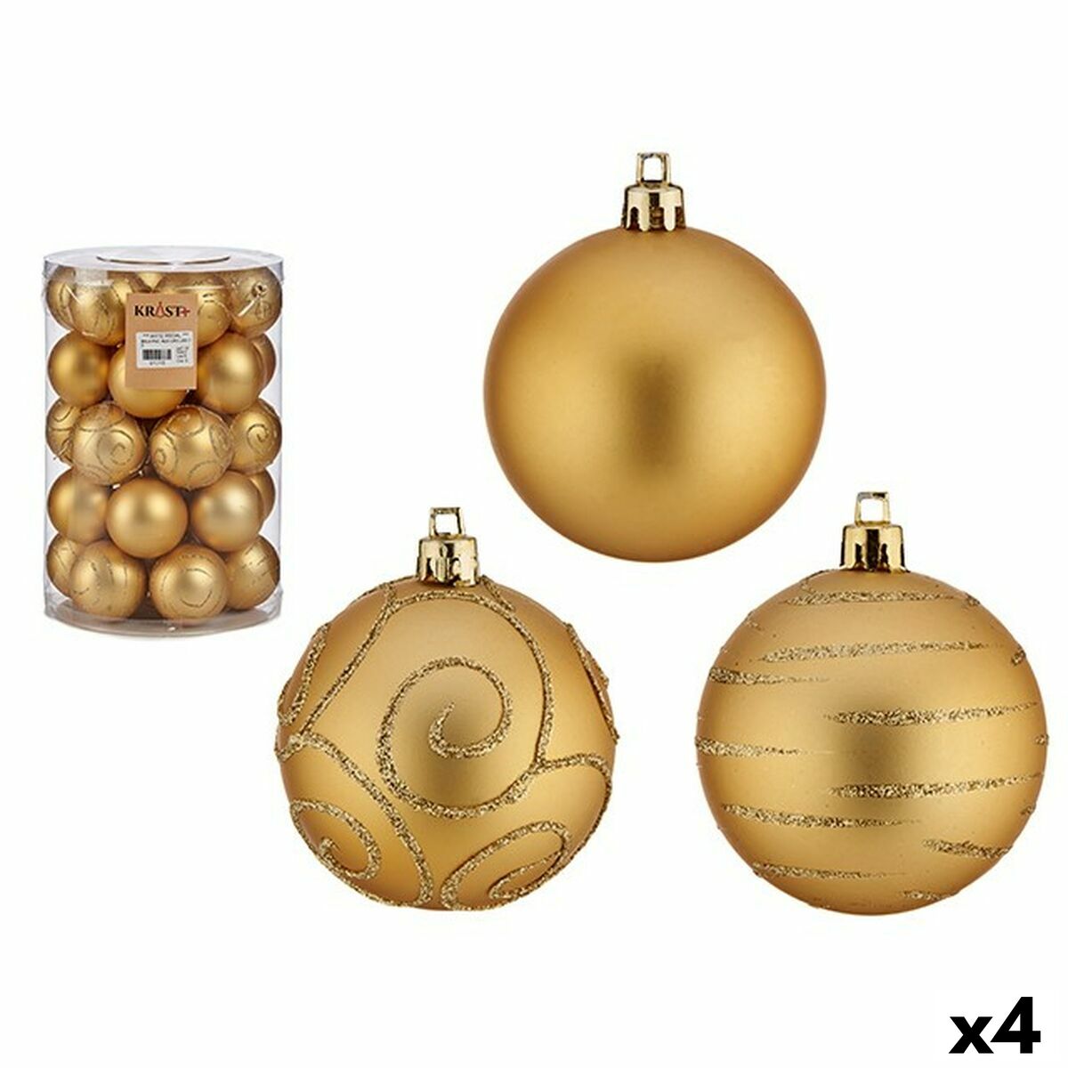 Set di palline di Natale Dorato PVC Ø 6 cm (4 Unità) 2 S3631465_0