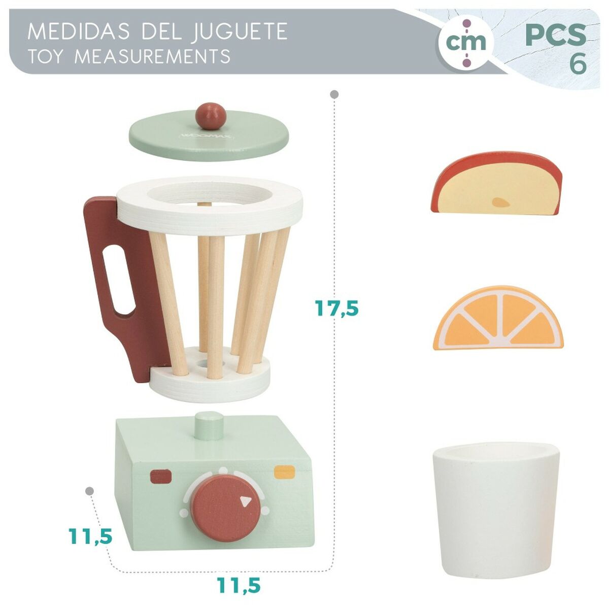 Frullatore giocattolo Woomax 6 Pezzi 11,5 x 17,5 x 11,5 cm (6 Unità) 7 S8900339_5