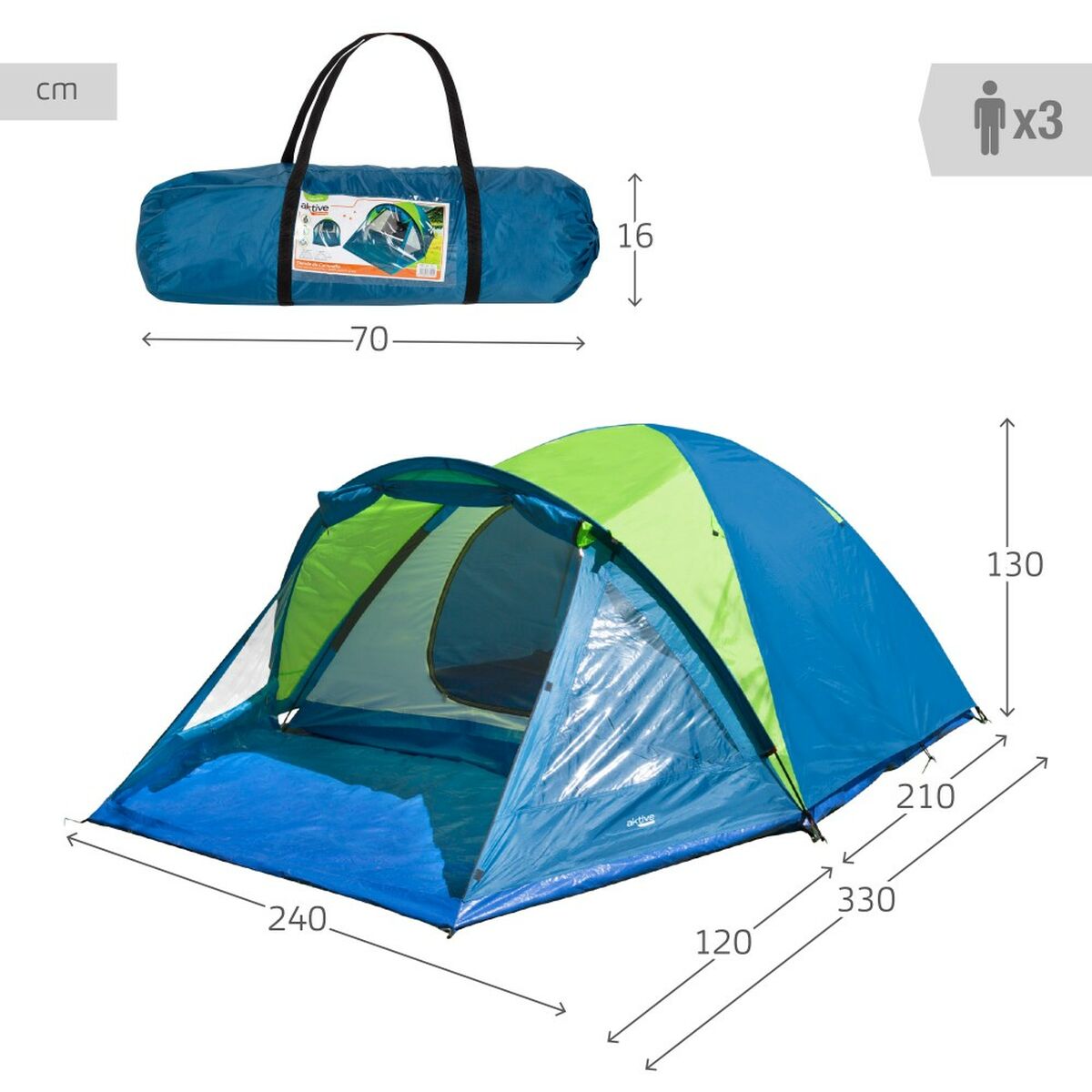 Tenda da Campeggio Aktive 240 x 130 x 330 cm (2 Unità) 6 S8905218_4