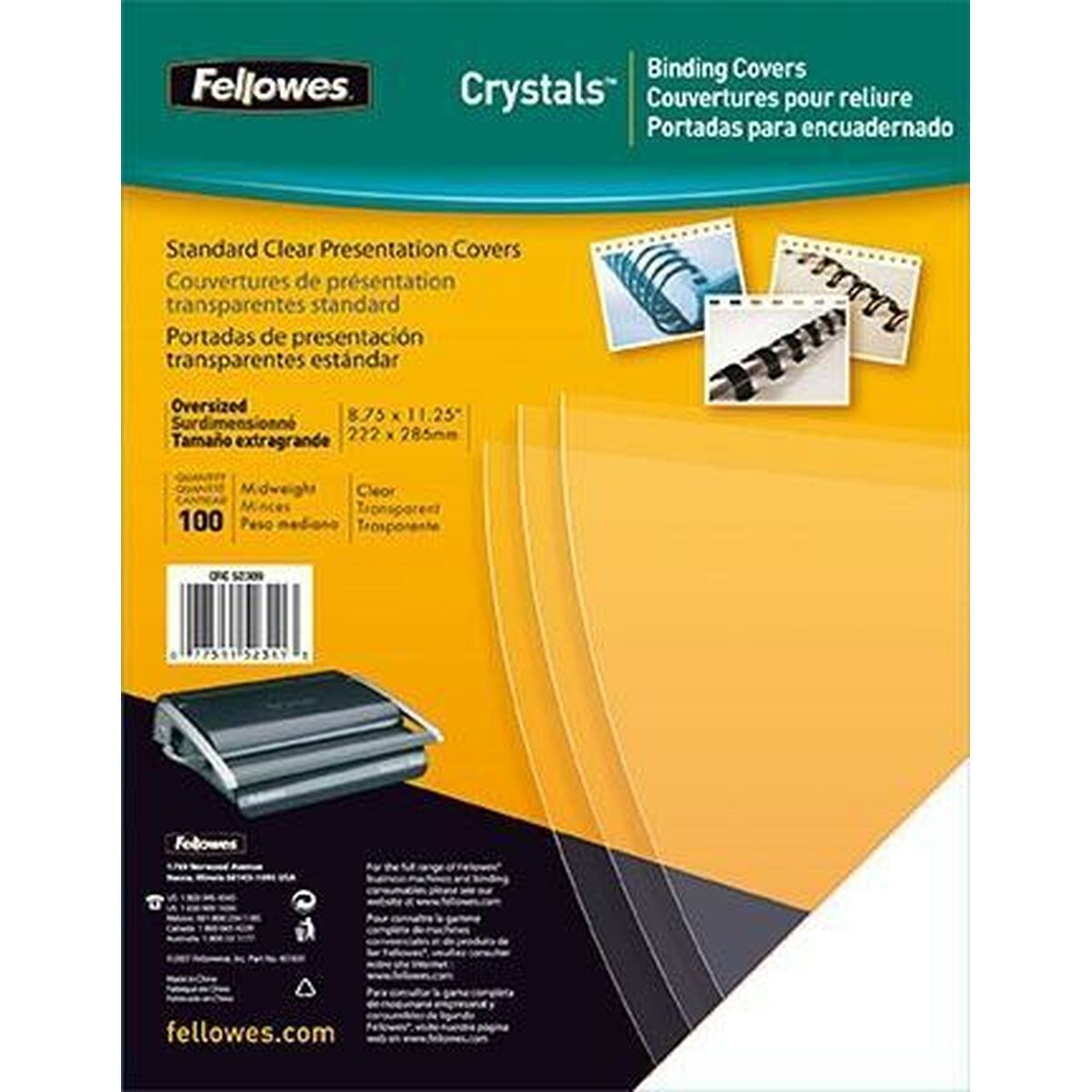 Copertine per rilegatura Fellowes 100 Pezzi Cristallo PVC A4 (10 Unità) 3 S8425640_1