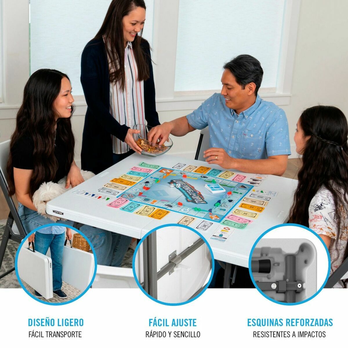 Tavolo Pieghevole Lifetime Bianco Quadrato Acciaio Plastica 94 x 94 x 74 cm 4 S2433539_2