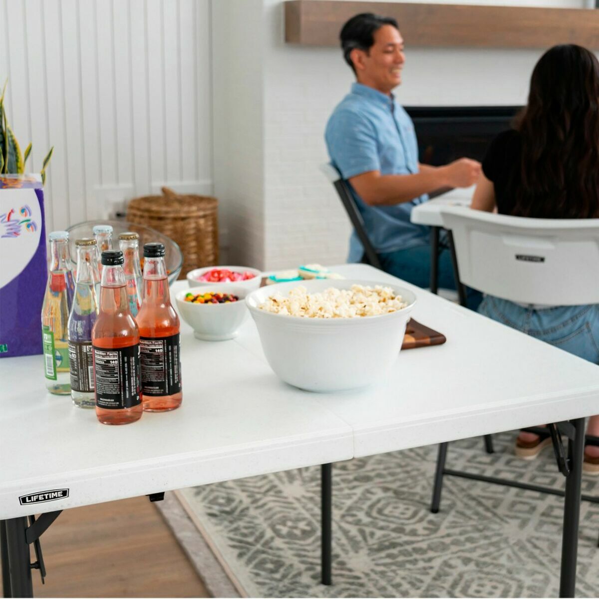 Tavolo Pieghevole Lifetime Bianco Quadrato Acciaio Plastica 94 x 94 x 74 cm 6 S2433539_4