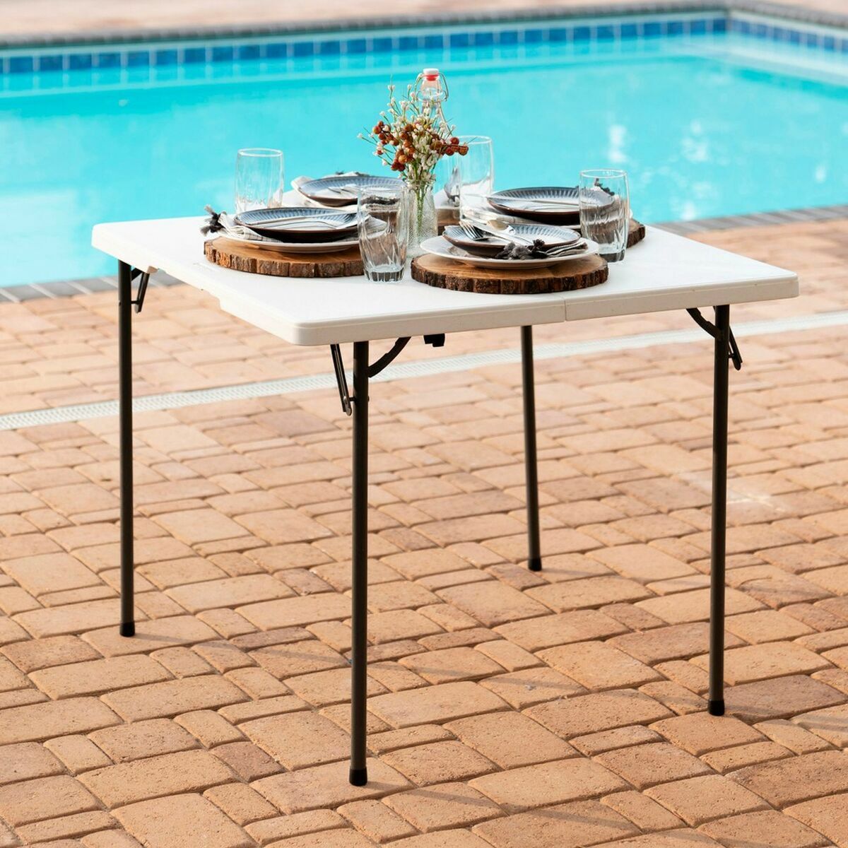 Tavolo Pieghevole Lifetime Bianco Quadrato Acciaio Plastica 86 x 86 x 74 cm 6 S2433531_4
