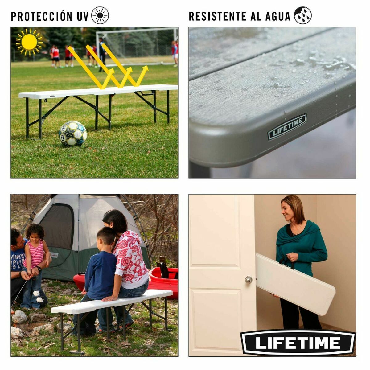 Panca Lifetime Pieghevole Bianco 183 x 29 x 42 cm 4 S2433536_2