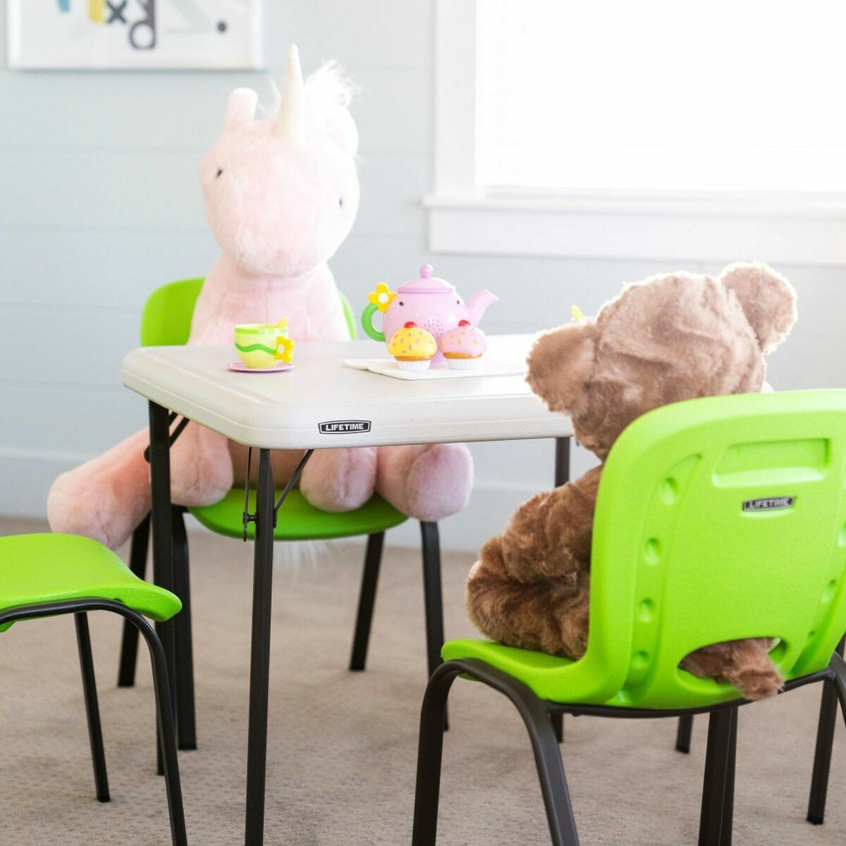 Tavolo per Bambini Lifetime Pieghevole Bianco Acciaio Plastica 61 x 61 x 53,5 cm 6 S2433546_4