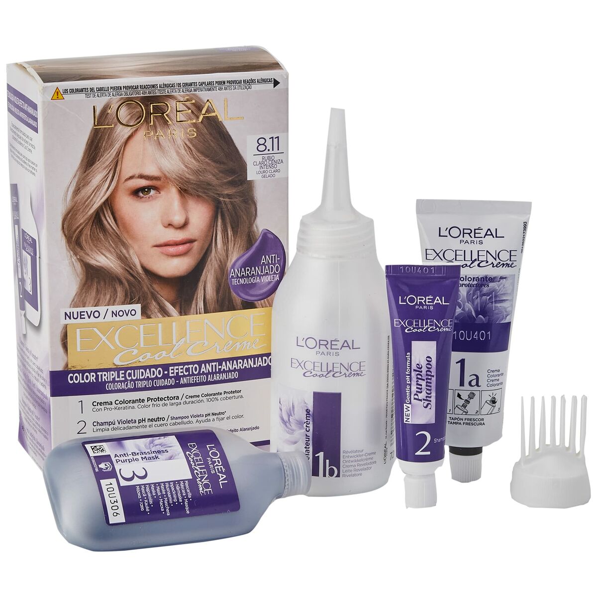 Tintura Permanente in Crema L'Oreal Make Up Excellence 8,11 Biondo Chiaro Cenere 192 ml 2 S05101840_0