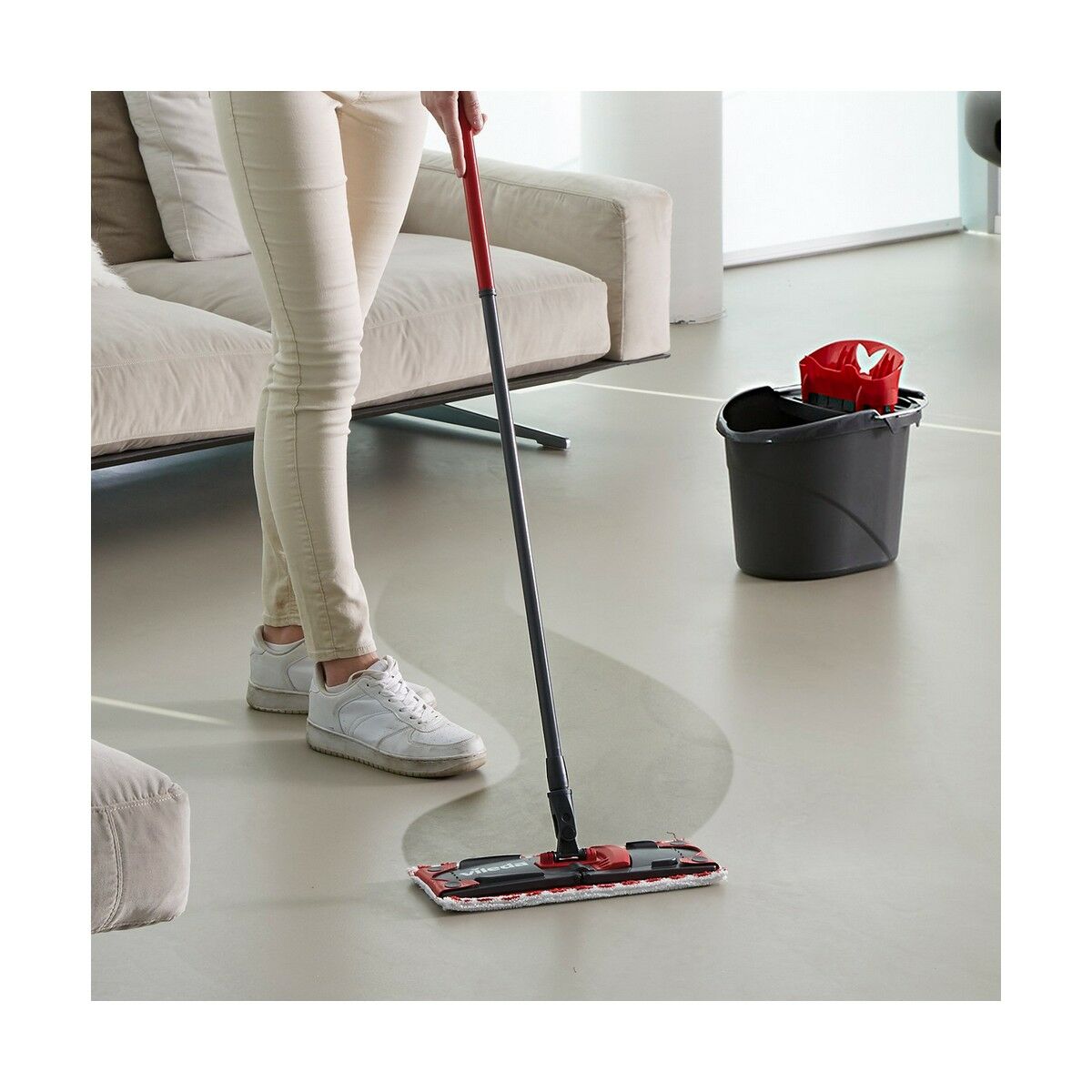 Mocio con Secchio a Doppia Azione Vileda Ultramax Mop Set Nero Rosso Microfibre 11 S9126702_9