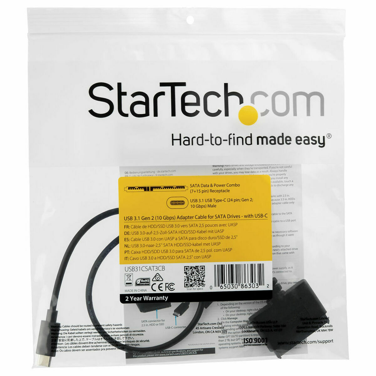 Adattatore da USB a SATA per Hard Disk Startech USB31CSAT3CB 2.5" 3 S7769330_1