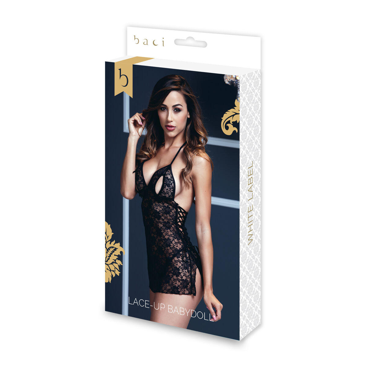 Babydoll in Pizzo Nero Taglia Unica Baci Lingerie BW3103 Nero Taglia unica 2 S9405426_0