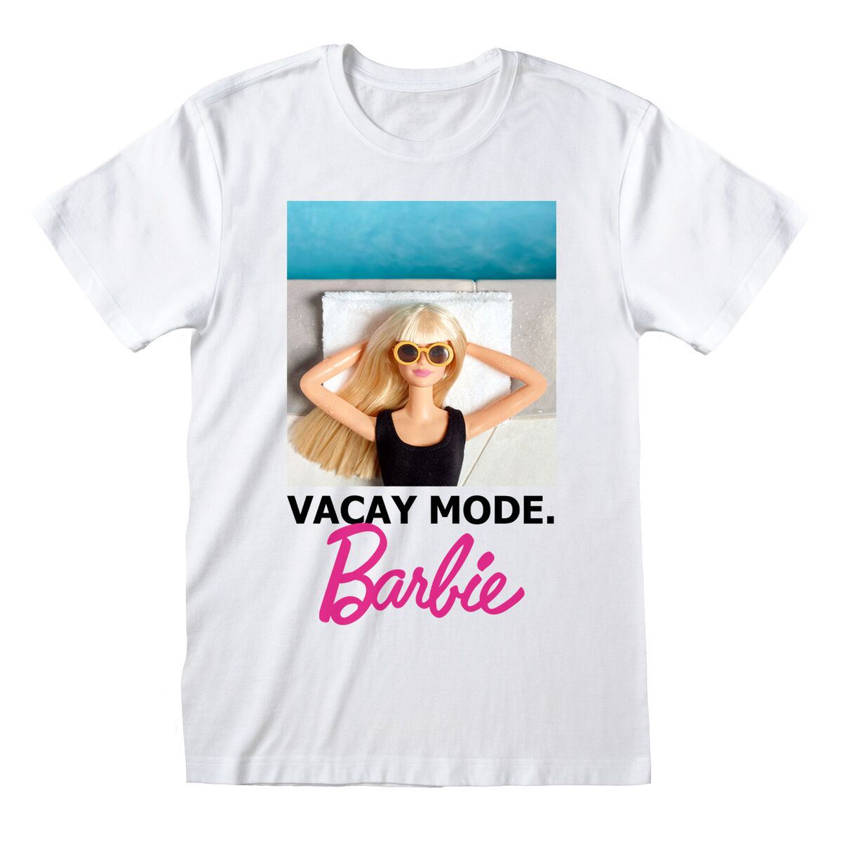 Maglia a Maniche Corte Barbie Vacay Mode Bianco Unisex 2 D0800417_0