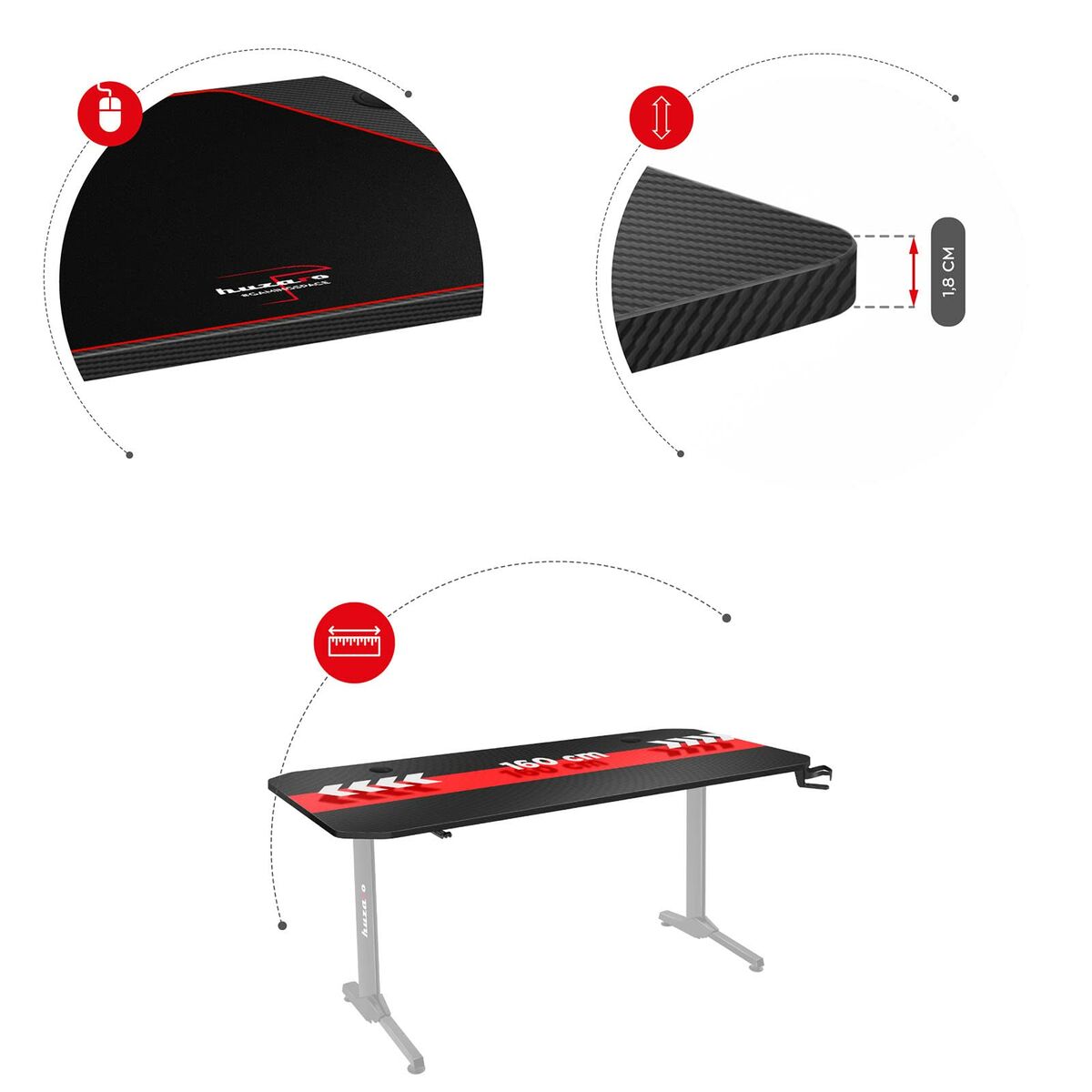 Scrivania Gaming Huzaro HZ-Hero 4.7 Nero Legno MDF 160 x 75 cm 6 S9114388_4