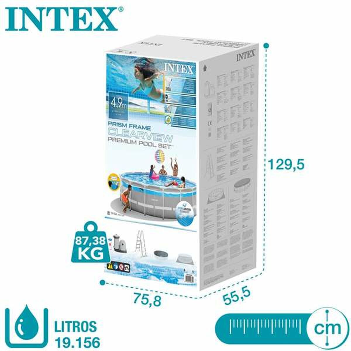Piscina Rotonda con Depuratore Intex Clearview Prism Frame 488 x 122 cm 5 S2433404_3