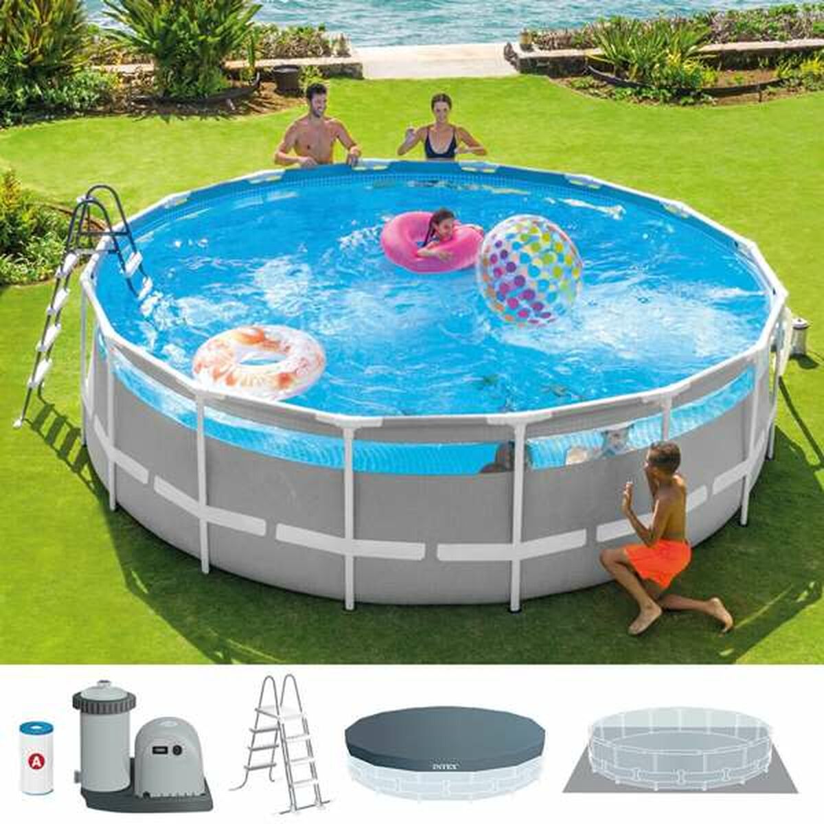 Piscina Rotonda con Depuratore Intex Clearview Prism Frame 488 x 122 cm 6 S2433404_4